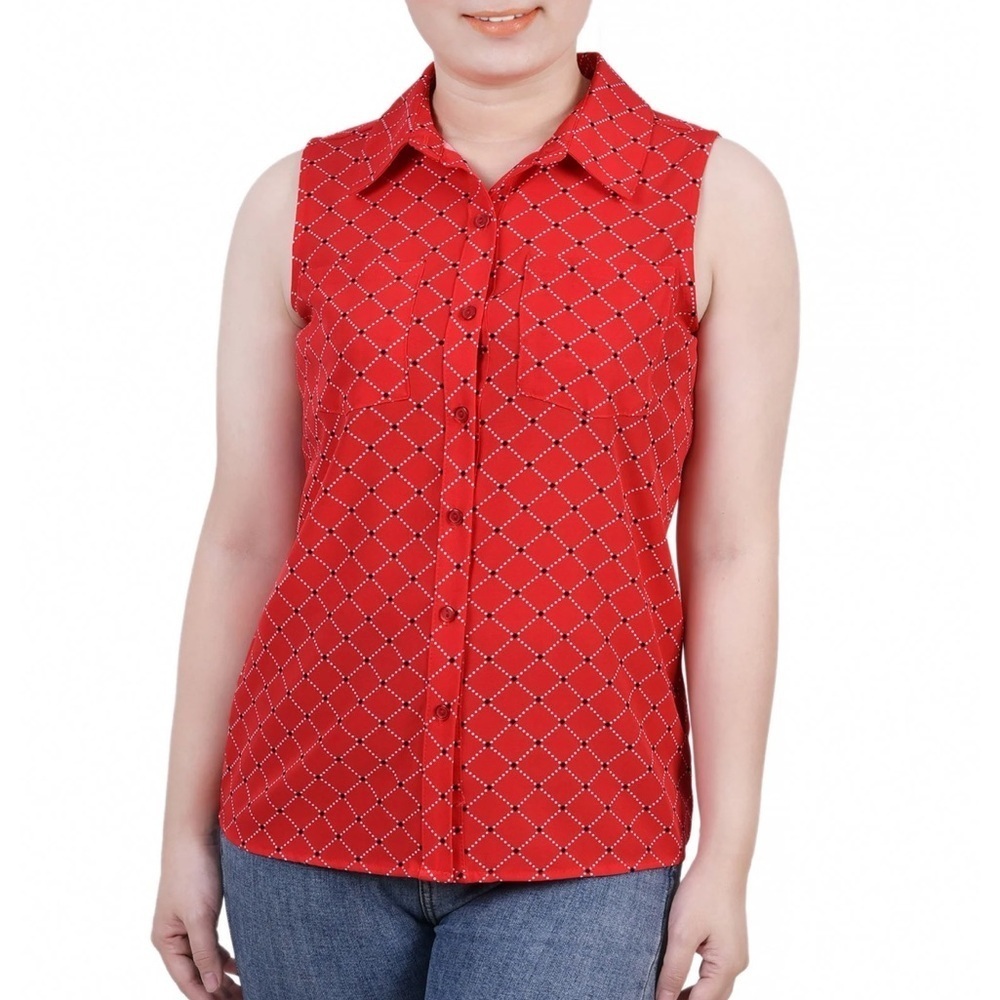 Notations Sleeveless Collared Button-Front Blouse… - image 10